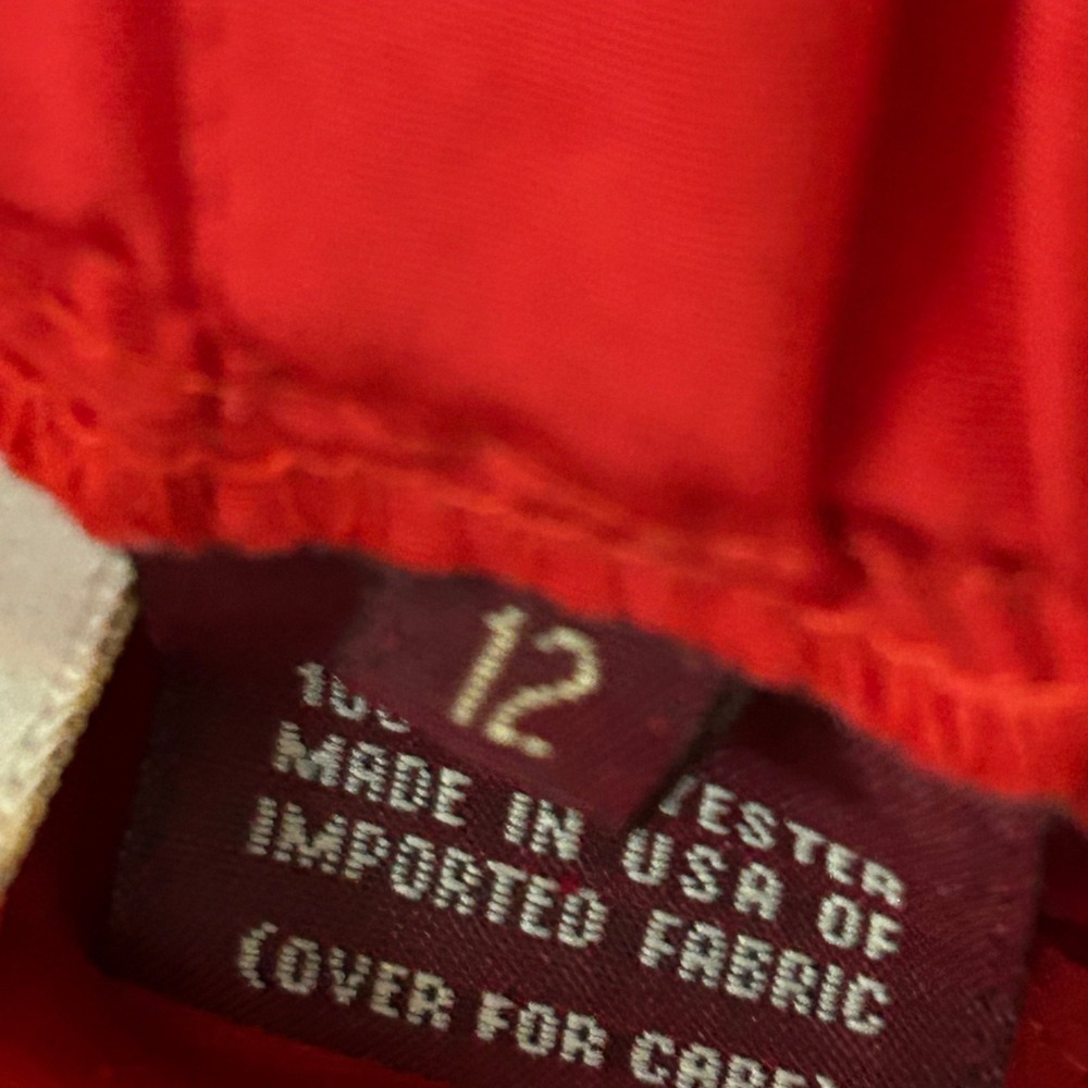 Susan Bristol Vintage Red Pleated Midi Skirt Elastic Waist Made in USA Size 12 - Picture 10 of 10
